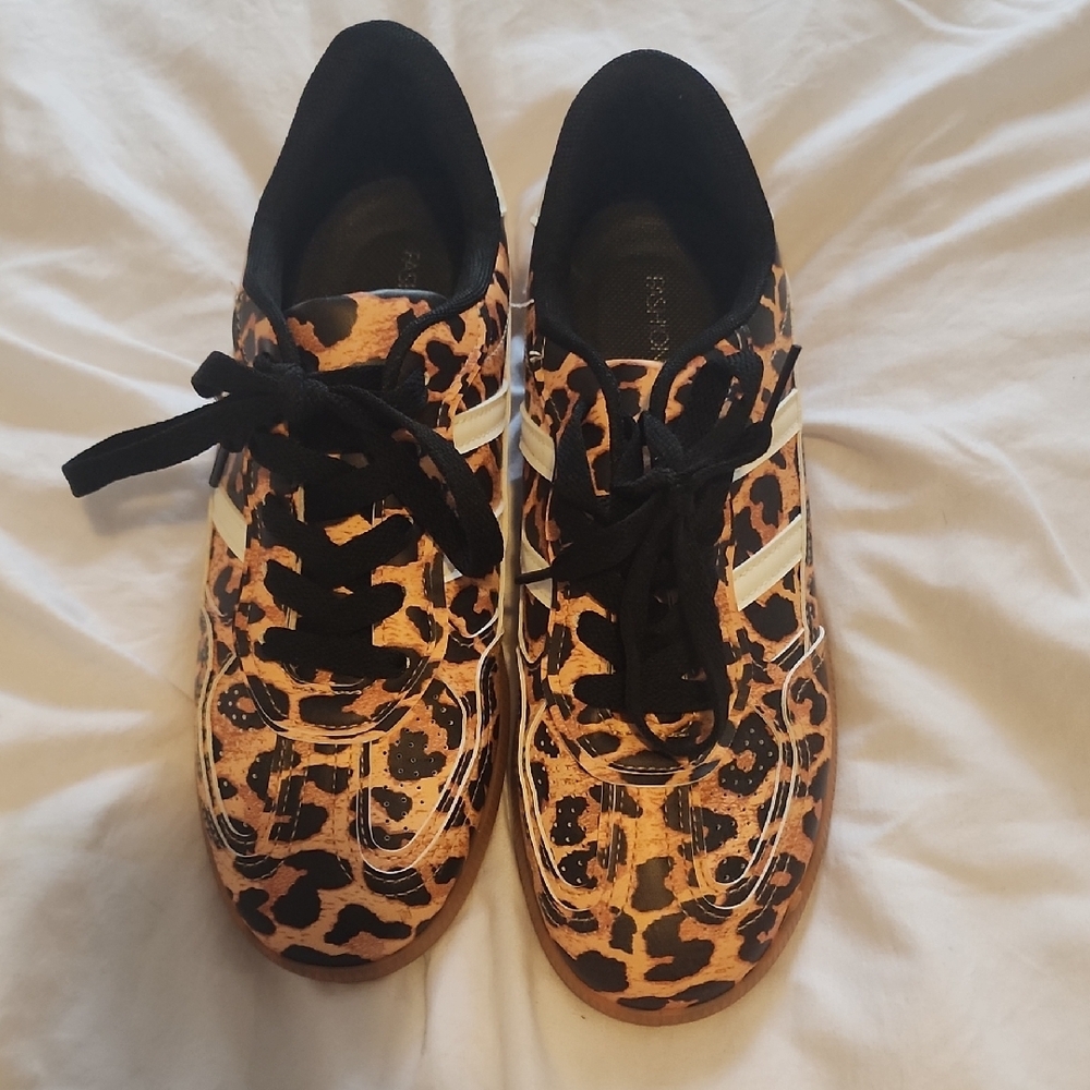 Fashion Nova Leopard Print Sneakers with Black Trim